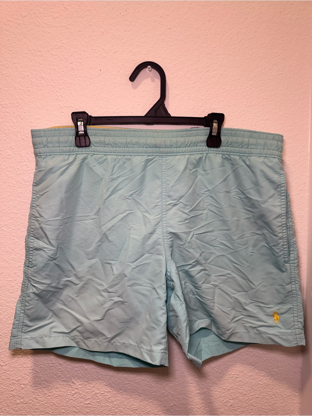 Polo by Ralph Lauren Mint Blue Swim Trunks with Yellow Polo Pony